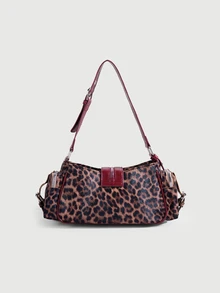 DareSee 1pc Vintage Leopard Print Rivet Y2K Punk Style Underarm Bag, Suitable For Daily Commute And Streetwear Halloween - Multicolor - View 2