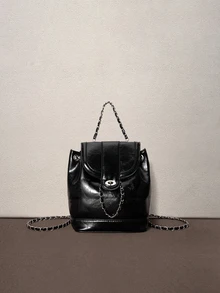 Hatastic Women's Mini Backpack, Cute & Compact, Chain Shoulder Bag, Dual-Wear Backpack/Crossbody, Halloween - Black - View 1