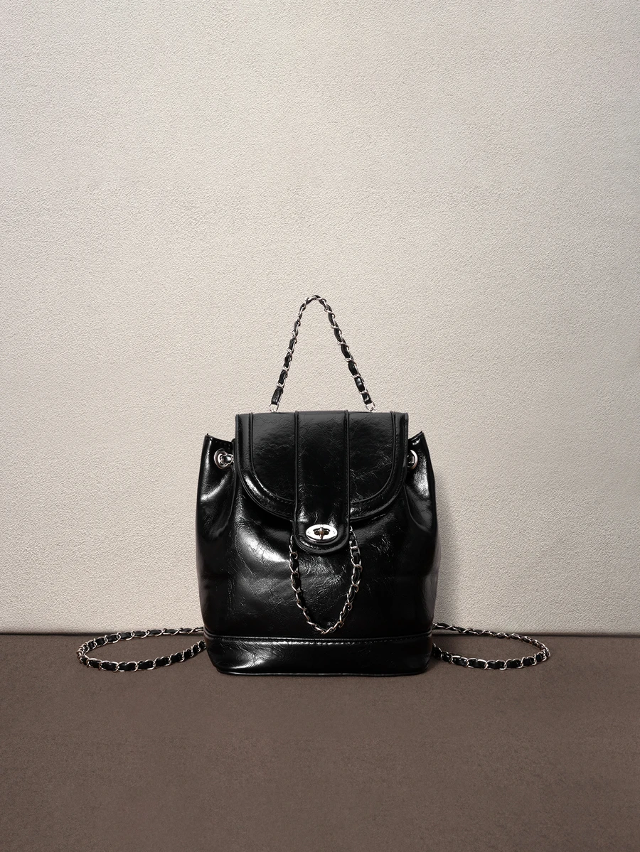 Hatastic Women's Mini Backpack, Cute & Compact, Chain Shoulder Bag, Dual-Wear Backpack/Crossbody, Halloween - Black - View 1