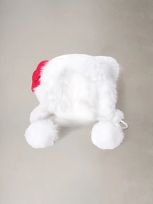 Hatastic 1件女士可愛貓耳設計保暖帽，聚酯纖維材質，適合情人節、萬聖節 - 白色 - 查看 2