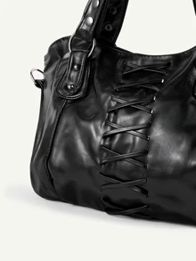 DareSee Retro Minimalist Large Capacity Fashion Student/Work Commute Tote Bag Halloween - Black - View 4