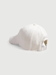 DareSee 1pc Distressed Baseball Cap, Women's Letter Embroidery Washed Cotton Wide Brim Hat Halloween - Q - View 2