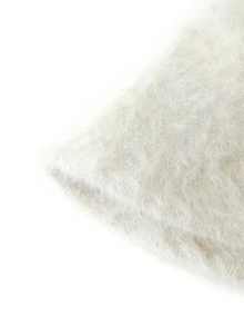Trivaya Women's Adjustable Fuzzy Bucket Hat, Face-Slimming Fluffy Bucket Hat, Warm Versatile Bucket Hat - White - View 3