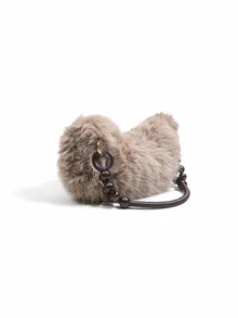 Trivaya New Women's INS Style Small Square Bag Crossbody Bag, Fashionable Chain Plush Bag, Autumn/Winter Korean Style Small Square Bag - Brown - View 4