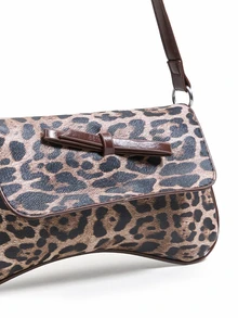 Trivaya This New Shoulder Bag Features A Simple And Stylish Design, Decorated With A Leopard Print Pattern And A Striking Color Contrast - Brown - View 5
