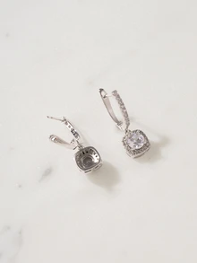 Clariva 1 Pair Romantic Cubic Zirconia Water Drop Earrings, Suitable For Women, Can Be Worn For Weddings - Silver - View 2