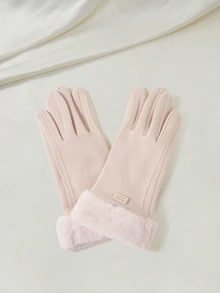 Clariva 1 双米色加厚冬季触屏手套万圣节配饰冬季手套 - 米色 - 查看 3