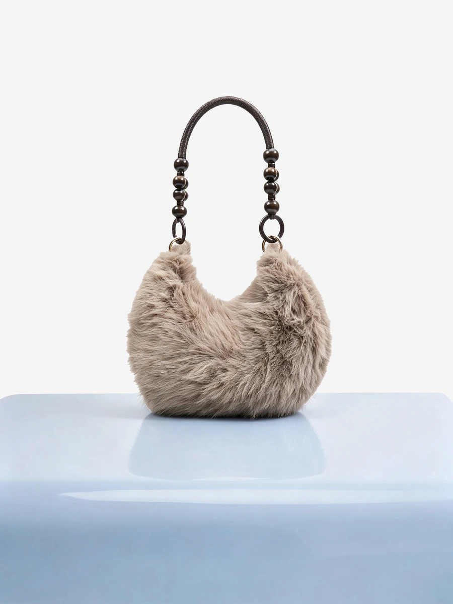 Trivaya New Women's INS Style Small Square Bag Crossbody Bag, Fashionable Chain Plush Bag, Autumn/Winter Korean Style Small Square Bag - Brown - View 1