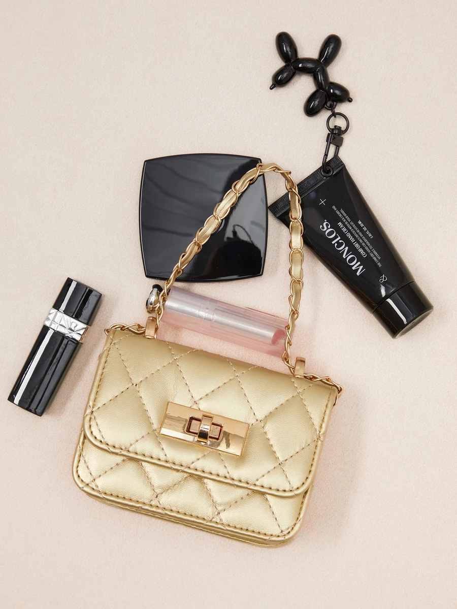 Okurime. New Mini Square Bag Women Handbag Diamond Pattern Stitching Shoulder Bag Woven Chain Bag Flip Small Bag