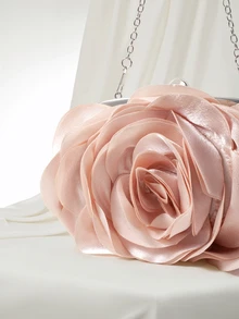 Clariva Elegant Romantic 3D Floral Bridal Bag, Wedding Clutch, Luxury Floral Evening Bag For Formal Party - Champagne - View 4