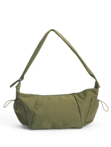 Okurime. 1pc Nylon Fabric Multi-Pocket Dumpling Crossbody Bag,  Slouchy Bohemian Hobo Bag , - Army Green - View 2