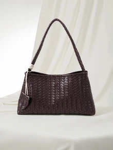 Clariva High-Quality Luxury Woven Texture Underarm Bag, New Casual Commuter Shoulder Handbag For Women - Coffee - View 1