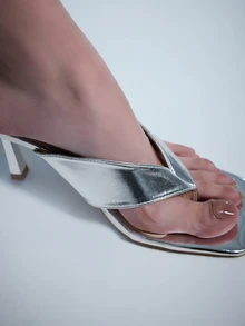Rollcall Women's High Heel Sandals, Square Toe Thin Heel Design, Elegant Summer Versatile High Heel Sandals In Multiple Colors,Flip Flops - Silver - View 3