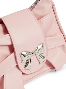 Okurime. Cloud Shaped Wrinkled Solid Color Shoulder Bag With Bowknot, Fashionable And Versatile, Perfect Valentine's Day Gift - Pink - View 5