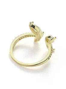 Trivaya 1 st Mode Cubic Zirconia Butterfly Decor Justerbar Ring för kvinnor - Guld - Visa 3
