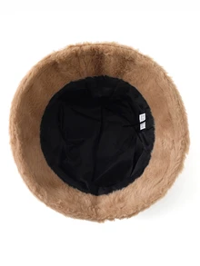 Trivaya 1pc All-Match Casual Fleece Bucket Hat, Versatile & Warm (Slight Color Difference Between Beige And Pink) Winter Fall Winter Outfits - Khaki - View 2