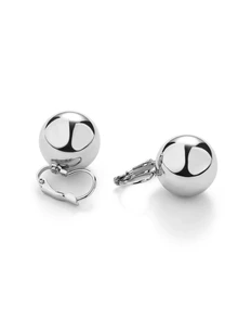 Trivaya 1 Pair Fashionable Spherical Decorative Earrings, Suitable For Women's Daily Wear - Silver - View 3