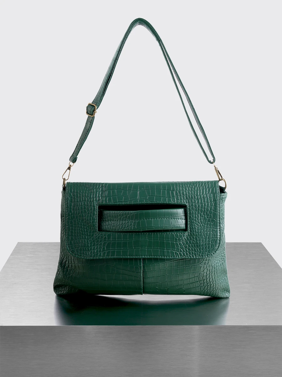 Rollcall Luxurious Charm, Elegant And Refined, Low-Key Luxury Large Black Square Vintage Bag - Green - View 1