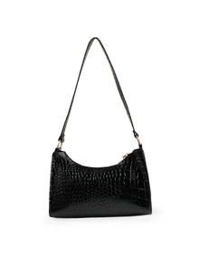Rylithe Women's Fashion & Versatile Crocodile Pattern Shoulder Bag - Black - View 4