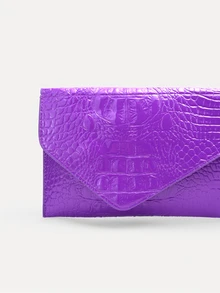 TuEzra Fashionable Solid Color Elegant Crocodile Embossed Envelope Clutch Bag, Casual Versatile Handbag - Purple - View 4