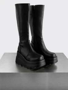 Rollcall Sepatu Bot Setengah Betis Wanita Gaya Punk Musim Gugur/Dingin, Sol Tebal, Serbaguna, Anti Selip, untuk Aktivitas Luar Ruangan, Direkomendasikan - Hitam - View 1