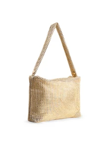 Rylithe Women's Glittering Gold Elegant Party Clutch Bag, Shiny & Alluring, New Arrival Rhinestone Crescent Moon Handbag In Stock, Fashionable Shoulder Bag - Gold - View 3