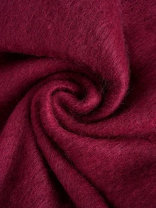 CHICVUE 1pc Solid Color Scarf, Warm Neck Accessory For Winter, Thick Knitted Fringed Shawl, Suitable To Pair With Dresses - Burgundy - View 3