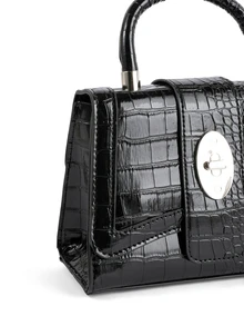 Rollcall Elegant Fashion Crocodile Print Casual Versatile Shoulder/Crossbody/Hand Handbag - Black - View 4