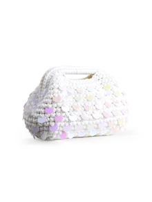 Rylithe Women's New Shiny Sequin Small Handbag Fashionable Clutch Bag Versatile Evening Clutch - A - View 3