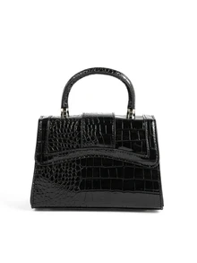 Rollcall Elegant Fashion Crocodile Print Casual Versatile Shoulder/Crossbody/Hand Handbag - Black - View 3