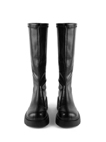 Rollcall Style With Fall Clothes Perfect With Sweater, Women's Black High Knee Length Riding Boots - Black - View 2
