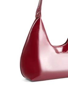 Rollcall Korean Style Niche Red Lacquer Leather Crescent Shoulder Bag, Ladies Handbag, Stylish Underarm Bag, Good Quality - Burgundy - View 4