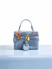 Trivaya Fashionable New Elegant Solid Color PU Material Portable Square Bag, Mini PU Bag, Waterproof - Blue - View 1