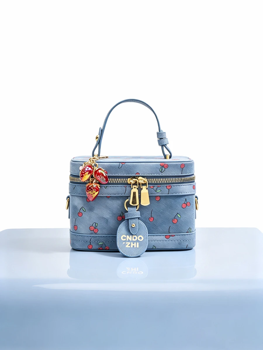 Trivaya Fashionable New Elegant Solid Color PU Material Portable Square Bag, Mini PU Bag, Waterproof - Blue - View 1