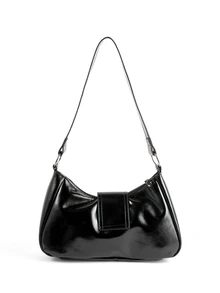 Rollcall Underarm Shoulder Bag Vintage Bag, Baguette Bag For Daily Storage Wallet Phone Travel Essential Lightweight Pleated Shoulder Bag For Women - Black - View 3