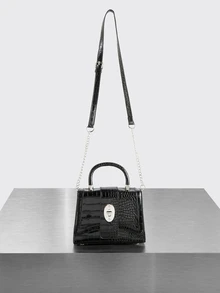 Rollcall Elegant Fashion Crocodile Print Casual Versatile Shoulder/Crossbody/Hand Handbag - Black - View 1