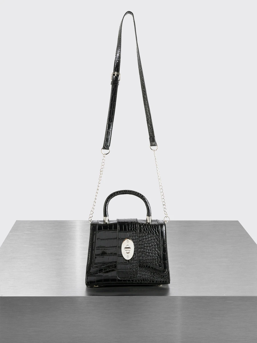 Rollcall Elegant Fashion Crocodile Print Casual Versatile Shoulder/Crossbody/Hand Handbag - Black - View 1