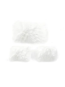 Rollcall 2件套純色壓克力毛絨毛帽與袖口，蓬鬆飾邊，秋冬聖誕保暖 - A - 查看 3
