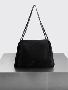 Rollcall 1pc Vintage Chain Decor Black Shoulder Bag, Fashion Casual Crossbody Bag For Women, Suitable For Daily, Commuting, Dating, Gift - Black - View 1