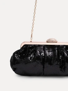 TuEzra Shiny Silver Rhinestone Evening Bags Glitter Bling,Shiny Glamorous,Elegant Women's Sparkling Rhinestone - Black - View 4
