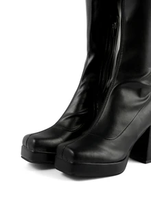 Rollcall Women's Black Boots With Double Zipper Design, Thigh High Boots, Autumn - Black - View 4