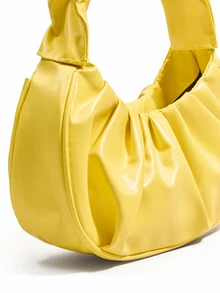 Trivaya Trendy fashion new cloud pleated solid color one-shoulder cross-body bag women's bag versatile solid color handbag women's bag - Kuning - View 5