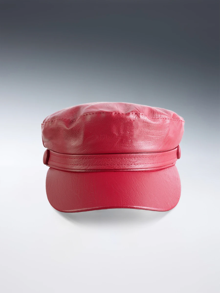 Rollcall Fashionable & Versatile Solid Color PU Leather Beret - Burgundy - View 1