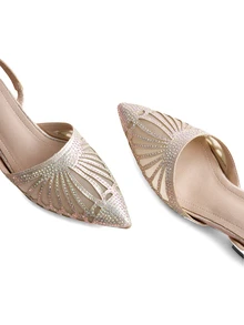 Rylithe Women's Elegant Mule Shoes For All Seasons, Suitable For Weddings, Fashion Pointed Toe Slip-On Shoes - Champagne - View 3