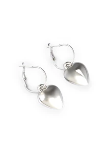 Rollcall 1pair High-End CCB Heart Drop Earrings, Round Metal Hoop Earrings With UV Plating, Women - Silver - View 2