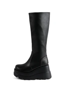 Rollcall Sepatu Bot Setengah Betis Wanita Gaya Punk Musim Gugur/Dingin, Sol Tebal, Serbaguna, Anti Selip, untuk Aktivitas Luar Ruangan, Direkomendasikan - Hitam - View 3
