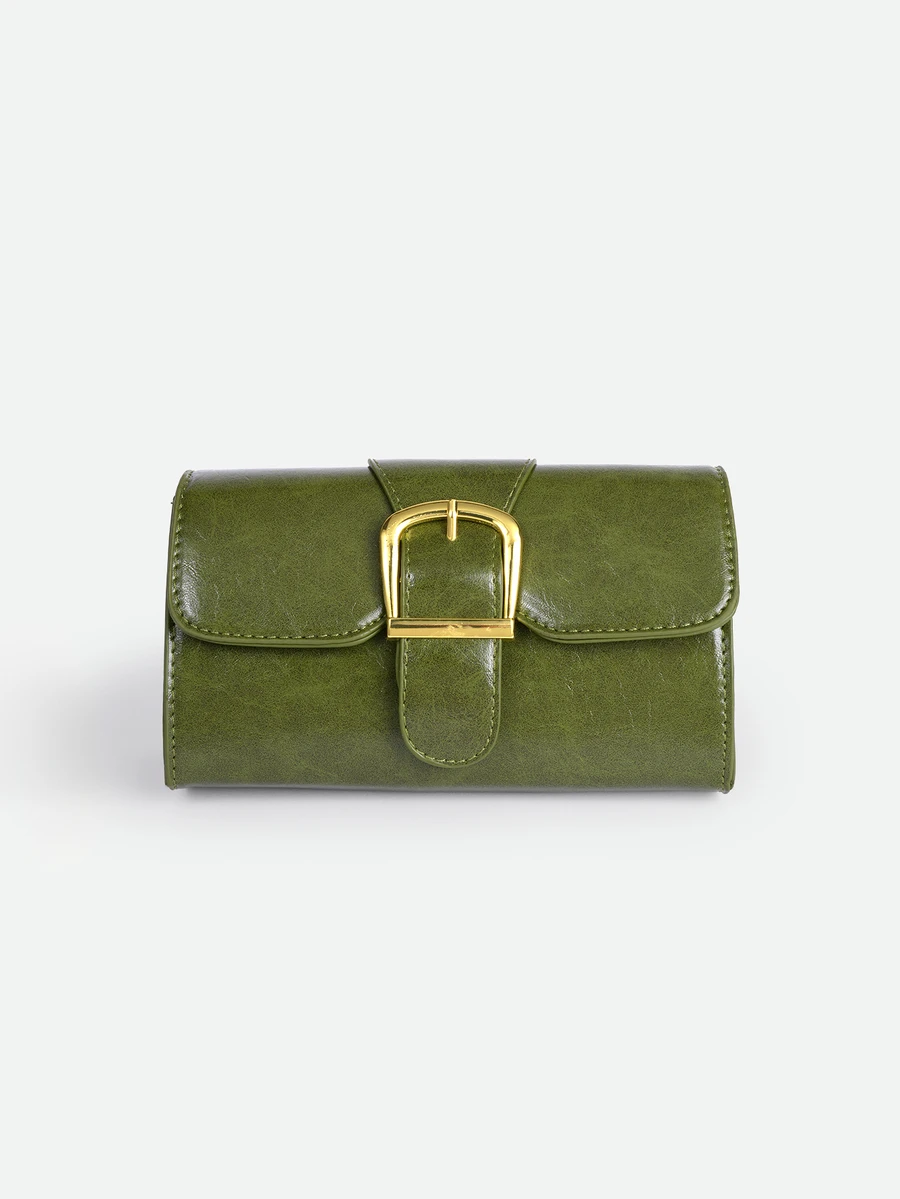 CHICVUE Small Square Bag Buckle Decor - Olive Green - View 1