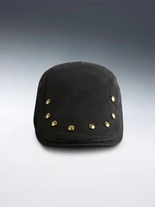 Rollcall Solid Color Retro Rivet Front Cap, Women's Thin Sun-Shading Anti-UV Casual Beret Hat, Versatile - A - View 1