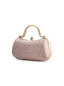 Rylithe Glamorous Glitter Bling, Sequin, Luxury, Shiny Mini Glitter Rhinestone Decor Box Bag Evening Bag, Dinner Bag, Wedding Items - Gold - View 4
