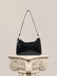 Rylithe Women's Fashion & Versatile Crocodile Pattern Shoulder Bag - Black - View 1